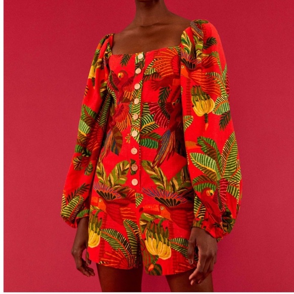 NEW! FARM RIO Red Forest Birds Rompe, SIZE SMALL 0742 - Picture 2 of 8